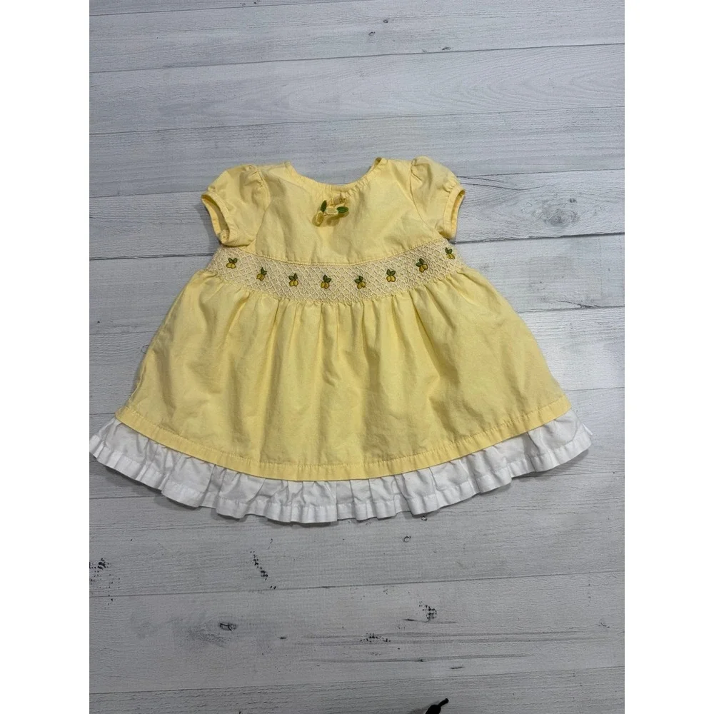 Gymboree girls 2006 yellow smocked lemon dress 0-3 months